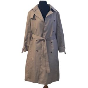 Vintage‎ 80s London Fog Double Breasted Women's Belted Khaki Trench Coat 10PET.